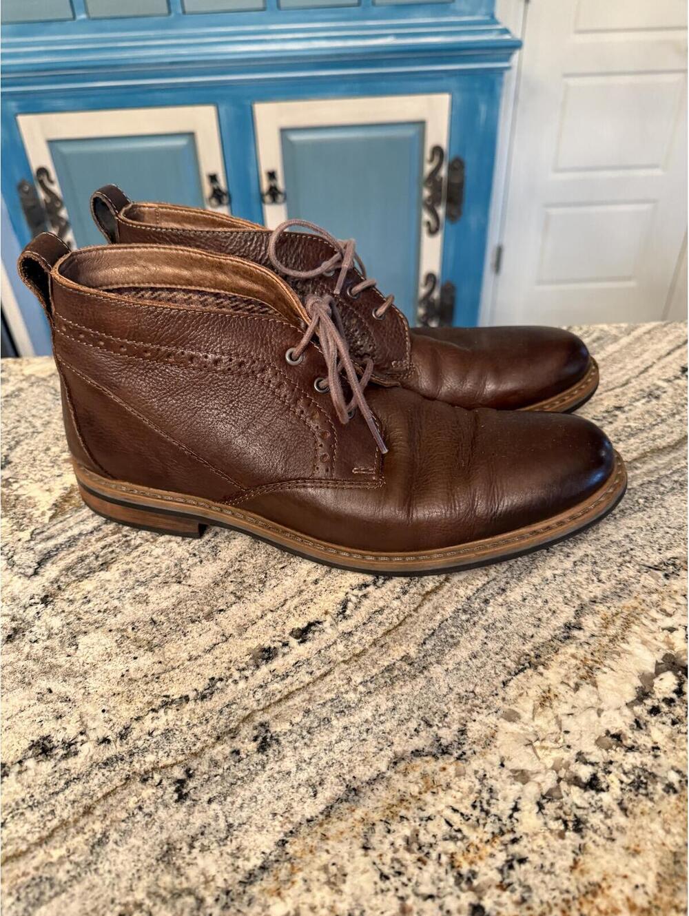 Brown Leather Lace-Up Ankle Boots